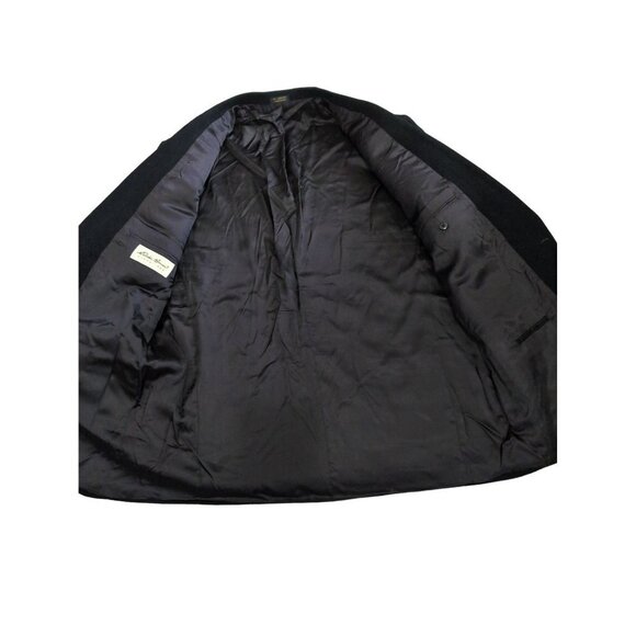 Eddie Bauer Camel Hair Sport Coat Jacket Mens 44L Tall Black 2 Button Blazer - Picture 3 of 13